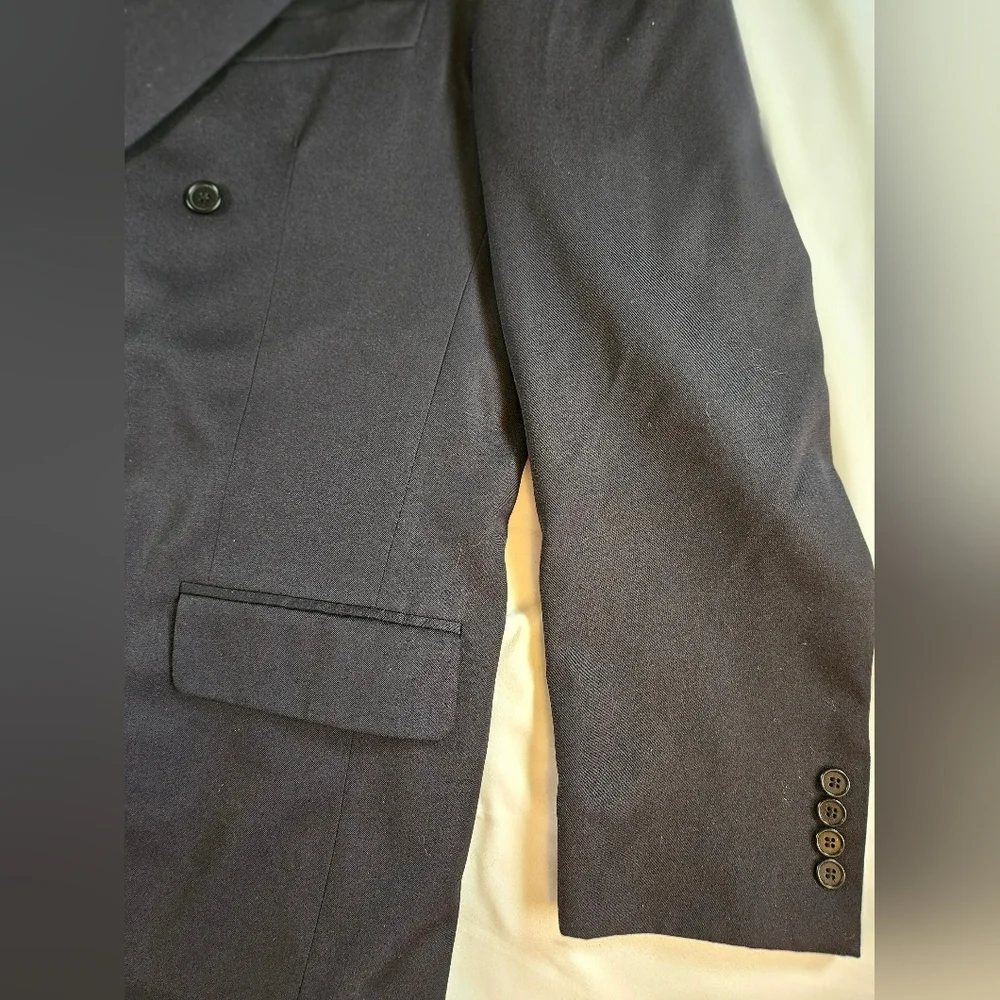 Vito Rufolo Mens Black Double Breasted Wool Blazer Jacket Size 44 Made In Italy